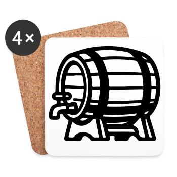 Bierfass Symbol Brauerei - Untersetzer (4er-Set) - Weiß - Vorne
