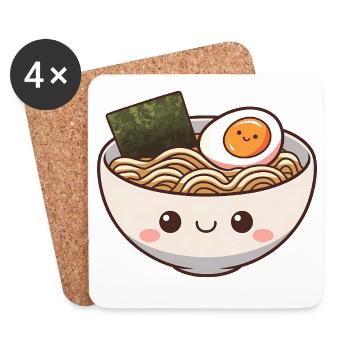 Süße Ramen Bowl mit lächelndem Gesicht - Untersetzer (4er-Set) - Weiß - Vorne