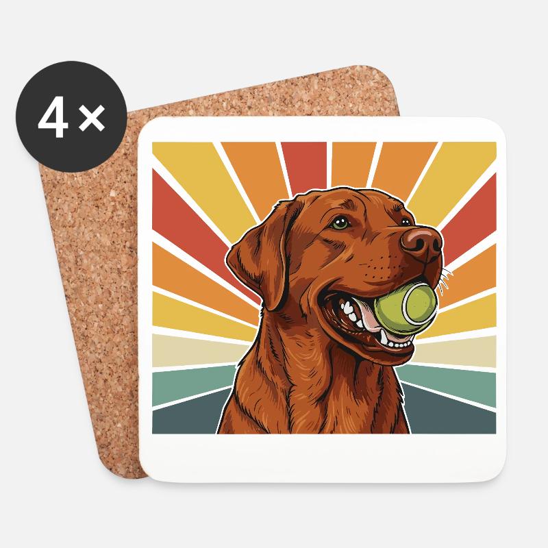 Fox Red Labrador  mit Ball im Maul Retro Design - Untersetzer (4er-Set) - Weiß