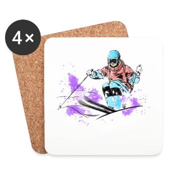 Mogul skiing - Untersetzer (4er-Set) - Weiß - Vorne