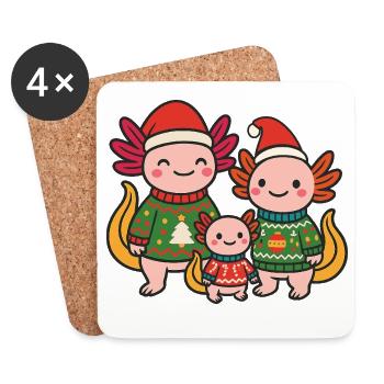 Noël de la famille Axolotl - Dessous de verre (lot de 4) - blanc - Devant