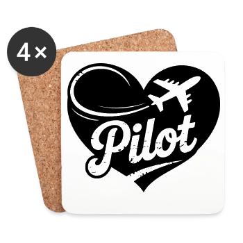 Pilot Heart Design - Coasters (set of 4) - white - Front