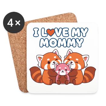 Adorable Red Panda Family Love Design - Coasters (set of 4) - white - Front