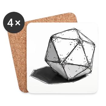 Handgezeichneter Würfel – Minimal Dice Sketch - Untersetzer (4er-Set) - Weiß - Vorne