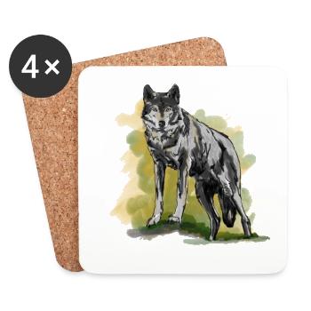 Wolfsblick und Naturkunst - Untersetzer (4er-Set) - Weiß - Vorne