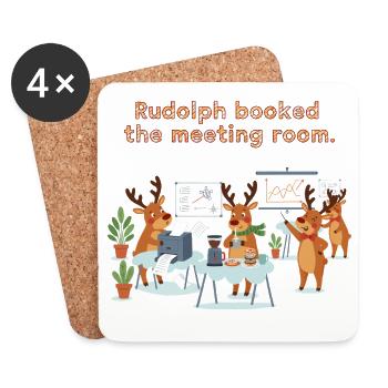 Rudolph a réservé la salle de réunion - Dessous de verre (lot de 4) - blanc - Devant