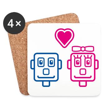 Robots Amoureux par Helfspawn - Dessous de verre (lot de 4) - blanc - Devant