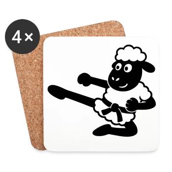 Karate Schaf - Untersetzer (4er-Set) - Weiß - Vorne