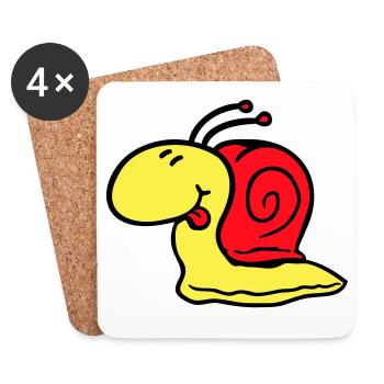 Snail cheeky tongue sticking out quickly small - Coasters (set of 4) - white - Front
