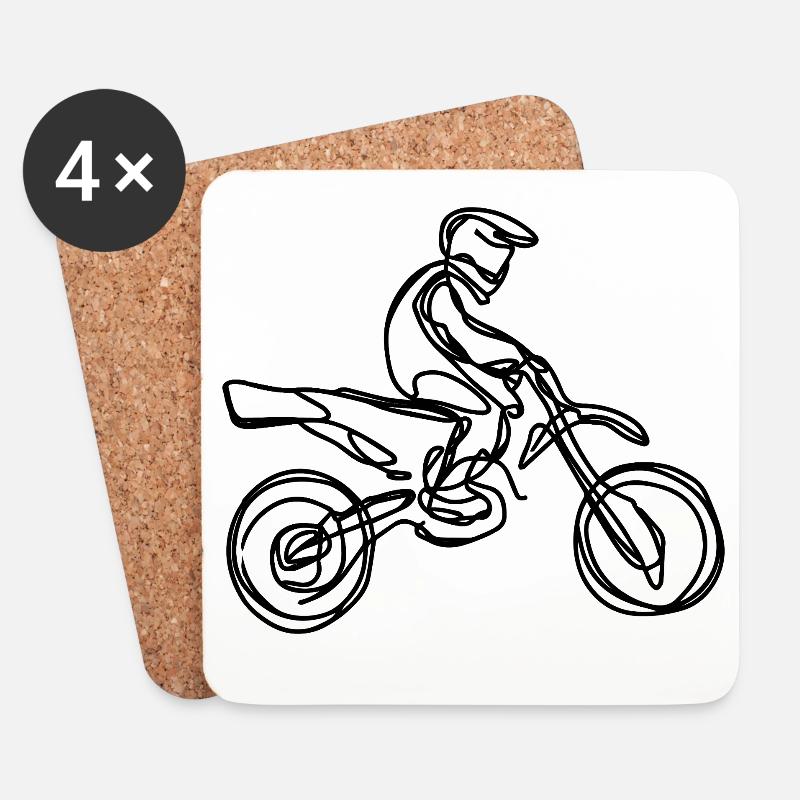 Motocrossfahrer - Untersetzer (4er-Set) - Weiß