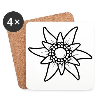 Fleur d’Edelweiss – Cœur des Alpes Motif Bavière - Dessous de verre (lot de 4) - blanc - Devant