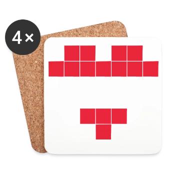 Pixel Heart Autriche Drapeau - Dessous de verre (lot de 4) - blanc - Devant