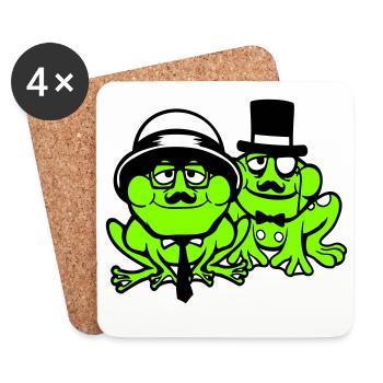 2 Frogs Sir Lunettes Empire Monocle Homme Chapeau Haut de forme - Dessous de verre (lot de 4) - blanc - Devant