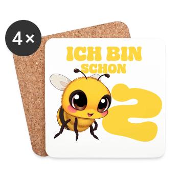 Abeille - J’ai déjà 2 ans - Dessous de verre (lot de 4) - blanc - Devant