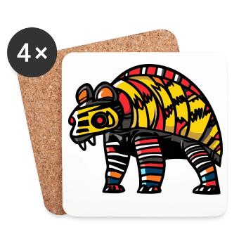 Armadillo Halloween Bande Dessinée Drôle - Dessous de verre (lot de 4) - blanc - Devant