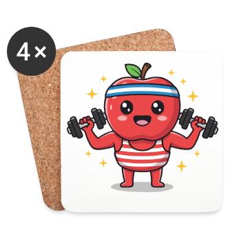 dessin animé fitness fruit sport oeuvre - Dessous de verre (lot de 4) - blanc - Devant