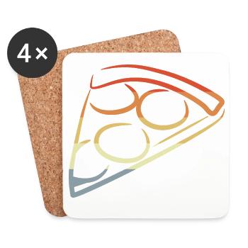 Pizza Retro Look - Coasters (set of 4) - white - Front