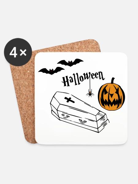 Halloween Pumpkin Silhouette - Coasters (set of 4) - white