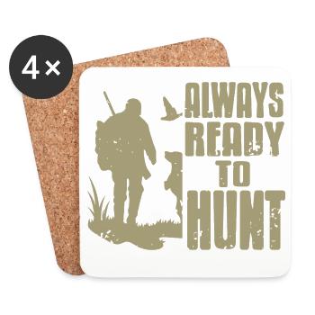 Always Ready To Hunt Rustic Hunting Passion - Coasters (set of 4) - white - Front