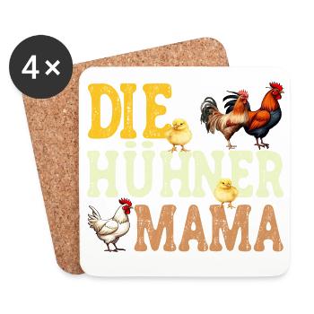Die Hühner Mama Muttertag Mutterschaft Mama - Untersetzer (4er-Set) - Weiß - Vorne