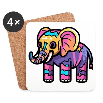 Éléphant Halloween Zombie - Dessous de verre (lot de 4) - blanc - Devant