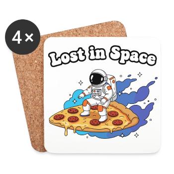 Astronaut on pizza in space - Coasters (set of 4) - white - Front