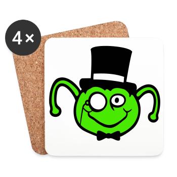 M. Caterpillar Chapeau haut de forme Monocle noeud papillon Gentleman Empire - Dessous de verre (lot de 4) - blanc - Devant