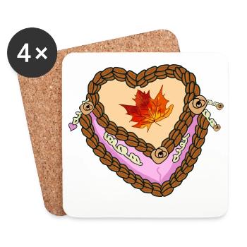 Autumn Creamals Heart Sweet - Coasters (set of 4) - white - Front