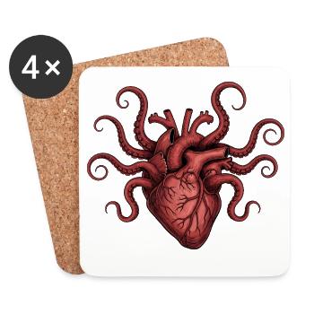 Heart Octopus Illustration - Coasters (set of 4) - white - Front