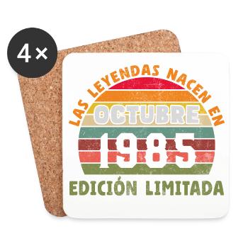 Octobre 1985 Vinatge Rétro Cadeau d’anniversaire - Dessous de verre (lot de 4) - blanc - Devant