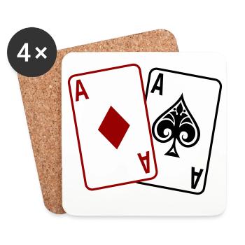 Poker Cards – Texas Hold'em Casino Design - Coasters (set of 4) - white - Front