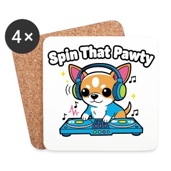 Spin That Pawty DJ Pup - Untersetzer (4er-Set) - Weiß - Vorne