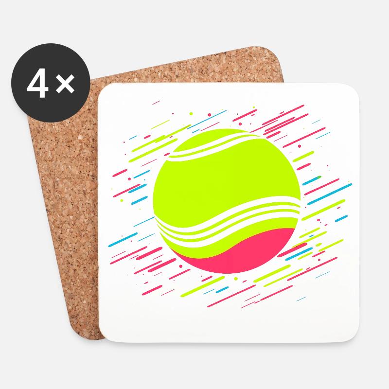 Tennisball Retrowave - Untersetzer (4er-Set) - Weiß