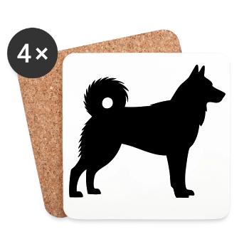 Silhouette de chien husky - Dessous de verre (lot de 4) - blanc - Devant