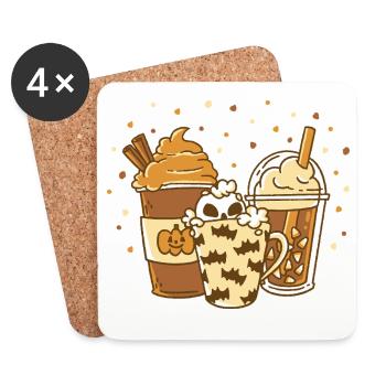 Autumn Pumpkin Latte Spice Seasonal Beverages - Coasters (set of 4) - white - Front