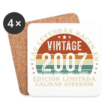 2007 Retro Vintage Geburtstagsgeschenk - Untersetzer (4er-Set) - Weiß - Vorne