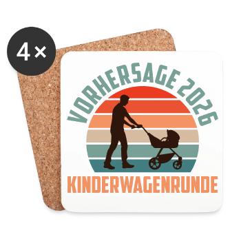 Werdender Vater VORHERSAGE 2026 KINDERWAGEN - Untersetzer (4er-Set) - Weiß - Vorne
