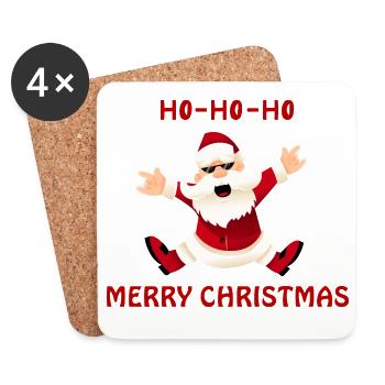 Happy Jumping Santa - Coasters (set of 4) - white - Front