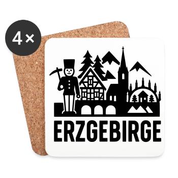 Erzgebirge typisch Silhouette - Untersetzer (4er-Set) - Weiß - Vorne
