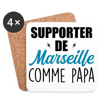 Enfant Humour Marseillais Supporter de Marseille - Dessous de verre (lot de 4) - blanc - Devant