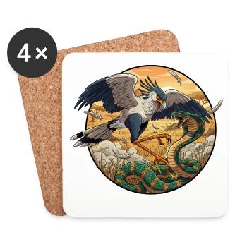 Secrétaire vs Serpent dans la lumière du soir - Dessous de verre (lot de 4) - blanc - Devant