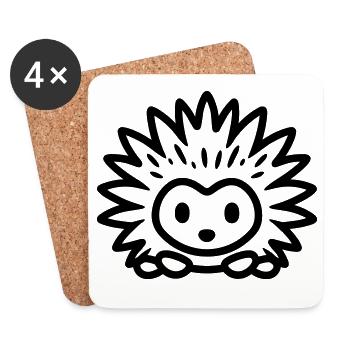 Porc-épic - Dessous de verre (lot de 4) - blanc - Devant