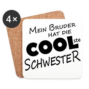 My brother has the coolest sister - Coasters (set of 4) - white - Front