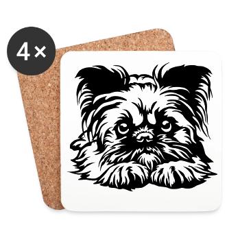 Brussels Griffon Head - Coasters (set of 4) - white - Front