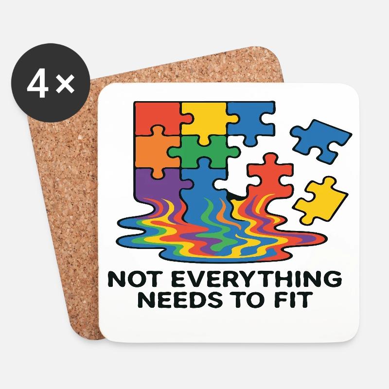Nicht alles passt zum Regenbogen-Puzzle - Untersetzer (4er-Set) - Weiß