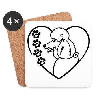 Caniche Amour Chien Propriétaire Art - Dessous de verre (lot de 4) - blanc - Devant