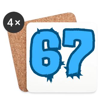 67 Blaue Zahl Niederrhein Minimalistisches Design Meme - Untersetzer (4er-Set) - Weiß - Vorne