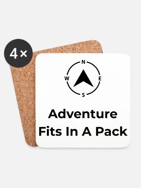 Adventure Fits In A Pack – Travel Shirt - Coasters (set of 4) - white