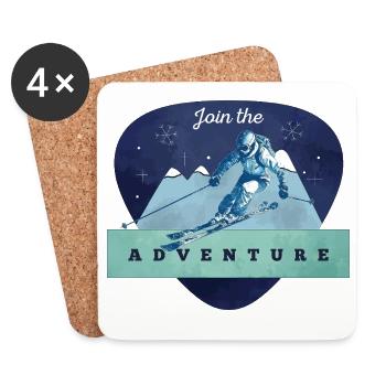 Aventure Ski de montagne - Dessous de verre (lot de 4) - blanc - Devant