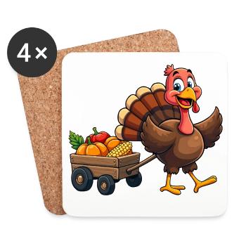 Thanksgiving Drôle Dinde de Thanksgiving - Dessous de verre (lot de 4) - blanc - Devant